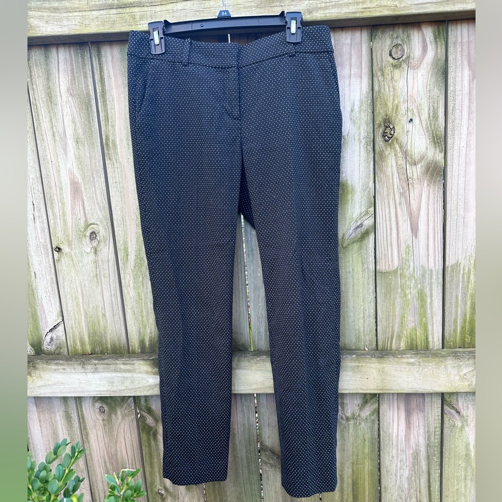 Ann Taylor Polka Dot Dress Pants Office Work Straight Leg Black White Size 4 - Picture 1 of 11